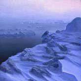 Arctic Paintings by well known Alaskan Artist David Rosenthal titled Emerald Ice